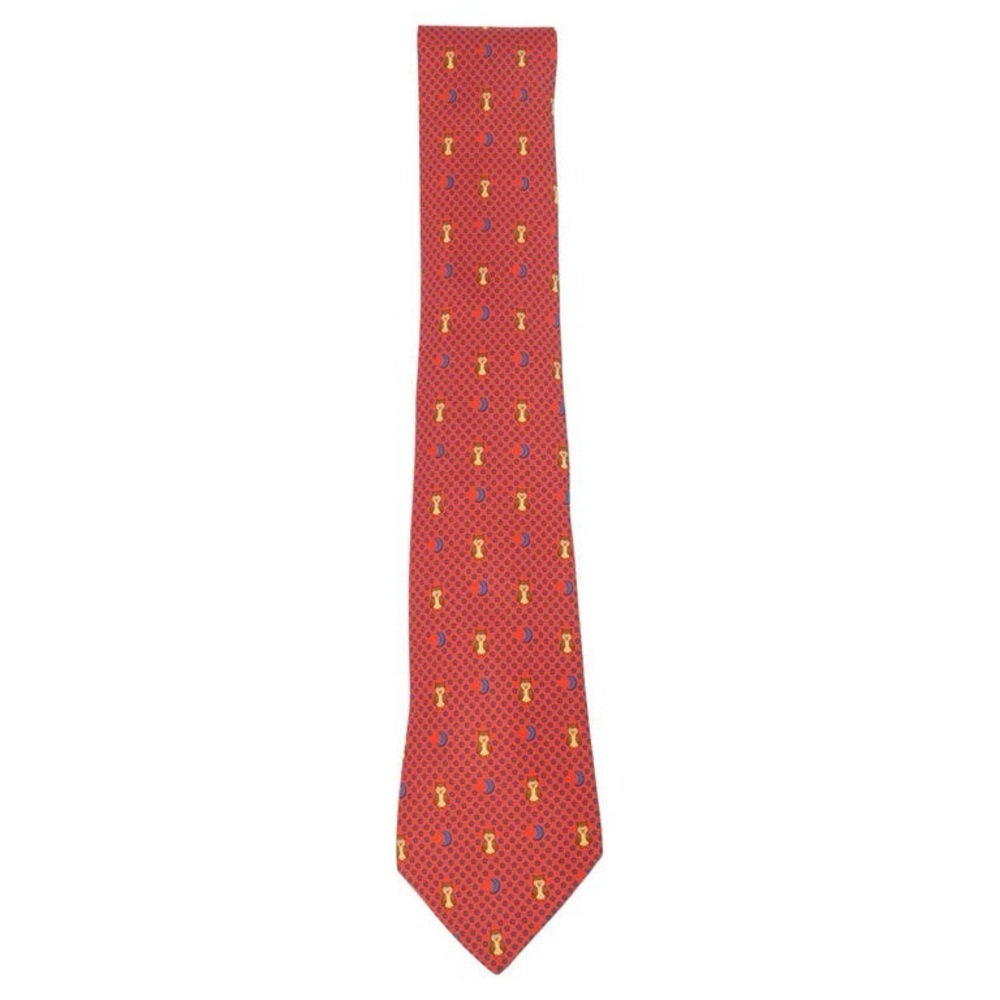 Hermes Red and Gold Patterned Tie